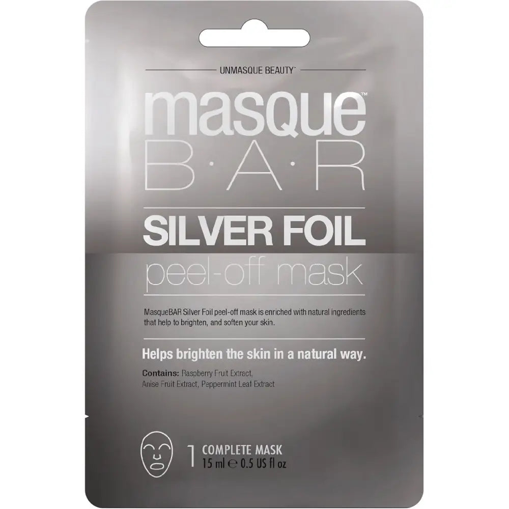 MASQUE BAR Silver Foil Peel-Off Mask Aluminum Argent, 1 mask 12mL